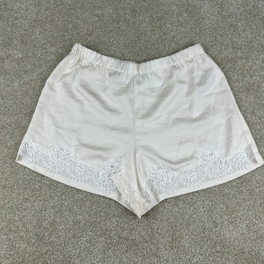 Old Navy Satin Shorts Lace Trim Cream Ivory Polyester Small Coquette Romantic